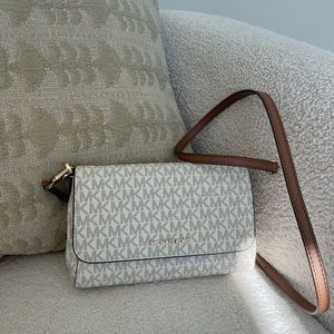 Michael Kors Medium Logo Convertible Crossbody Bag (Vanilla Signature)
